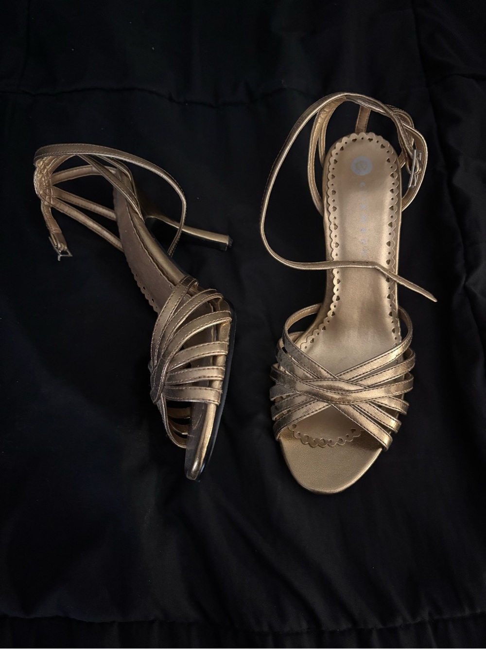 ellemenno Metallic Gold Strappy Heels